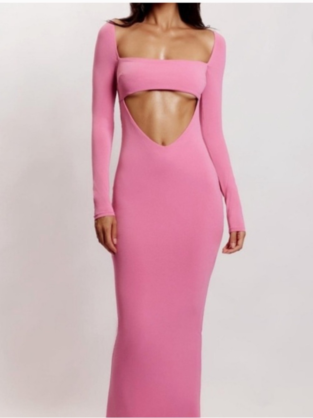Meshki Ashleigh Cut Out Bandeau Barbie Pink Maxi Dress